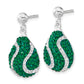 Sterling Silver Green & White Stellux Crystal Teardrop Post Dangle Earrings