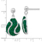 Sterling Silver Green & White Stellux Crystal Teardrop Post Dangle Earrings