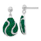 Sterling Silver Green & White Stellux Crystal Teardrop Post Dangle Earrings