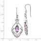 Sterling Silver Rhodium Plated Amethyst Fancy Dangle Earrings