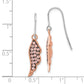 Sterling Silver Rose-Tone Ceramic Swarovski Crystal Wing Dangle Earrings