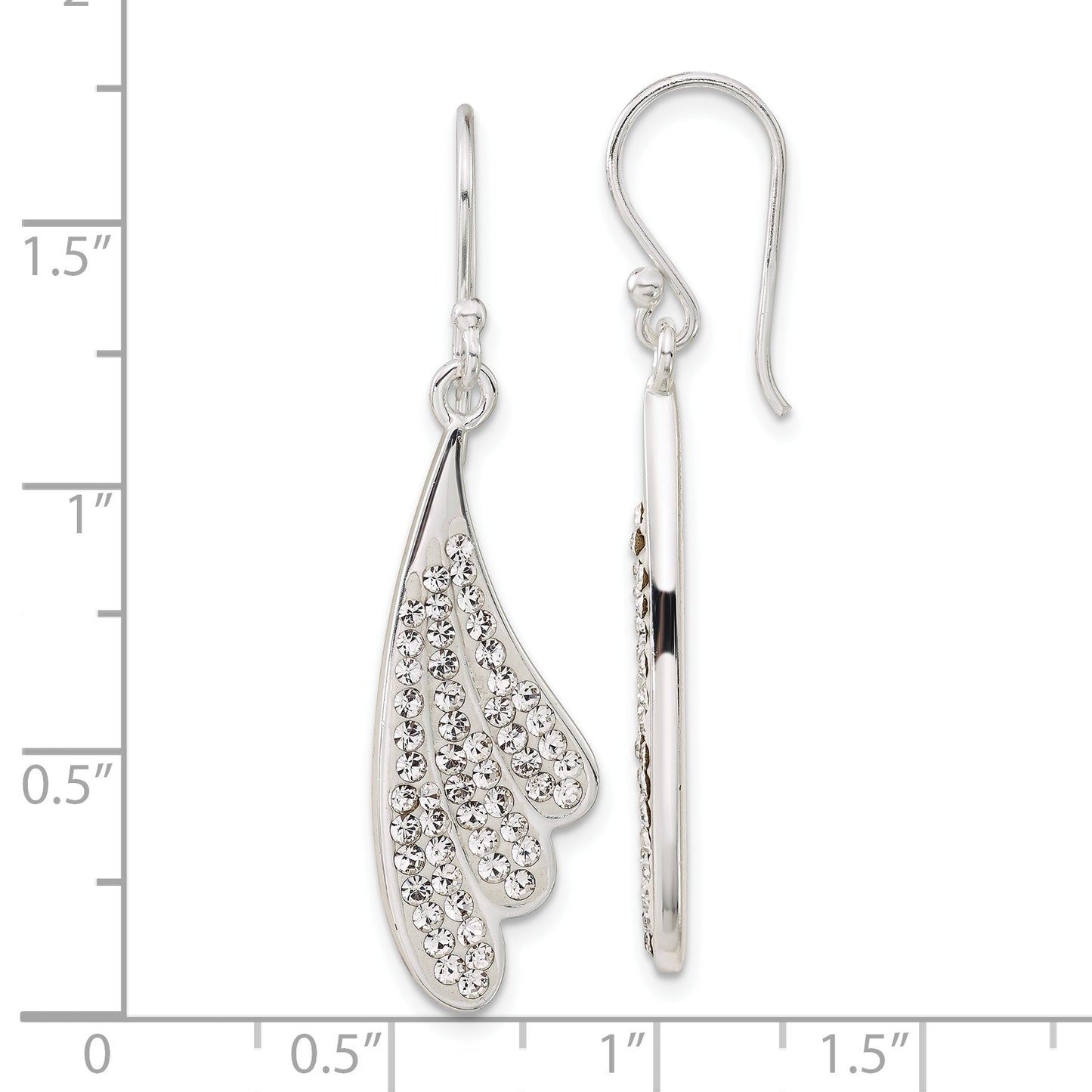 Sterling Silver Stellux Crystal Wing Dangle Earrings