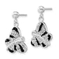 Sterling Silver Stellux Crystal Black & White Animal Print Butterfly Post Dangle Earrings