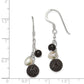 Sterling Silver Polished Fwc Pearl/Black Agate/Lava Rock Dangle Earrings