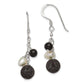 Sterling Silver Polished Fwc Pearl/Black Agate/Lava Rock Dangle Earrings