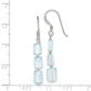 Sterling Silver Polished Rectangular Light Blue Quartz Dangle Earrings