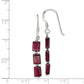 Sterling Silver Polished Triple Rectangle Garnet Dangle Earrings