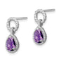 Sterling Silver Rhodium Plated Amethyst Pear Twisted Earrings