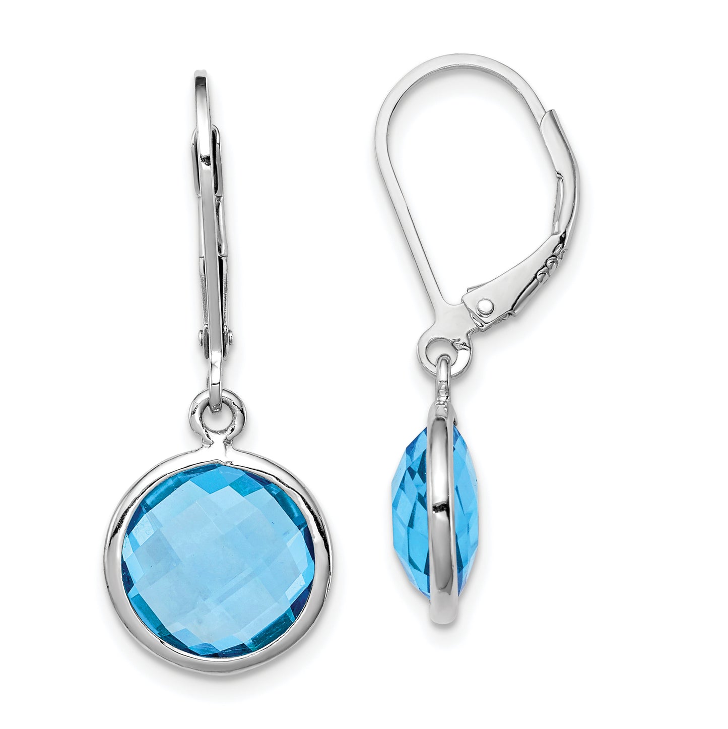 Sterling Silver Rhodium-Plated Blue Topaz Earrings