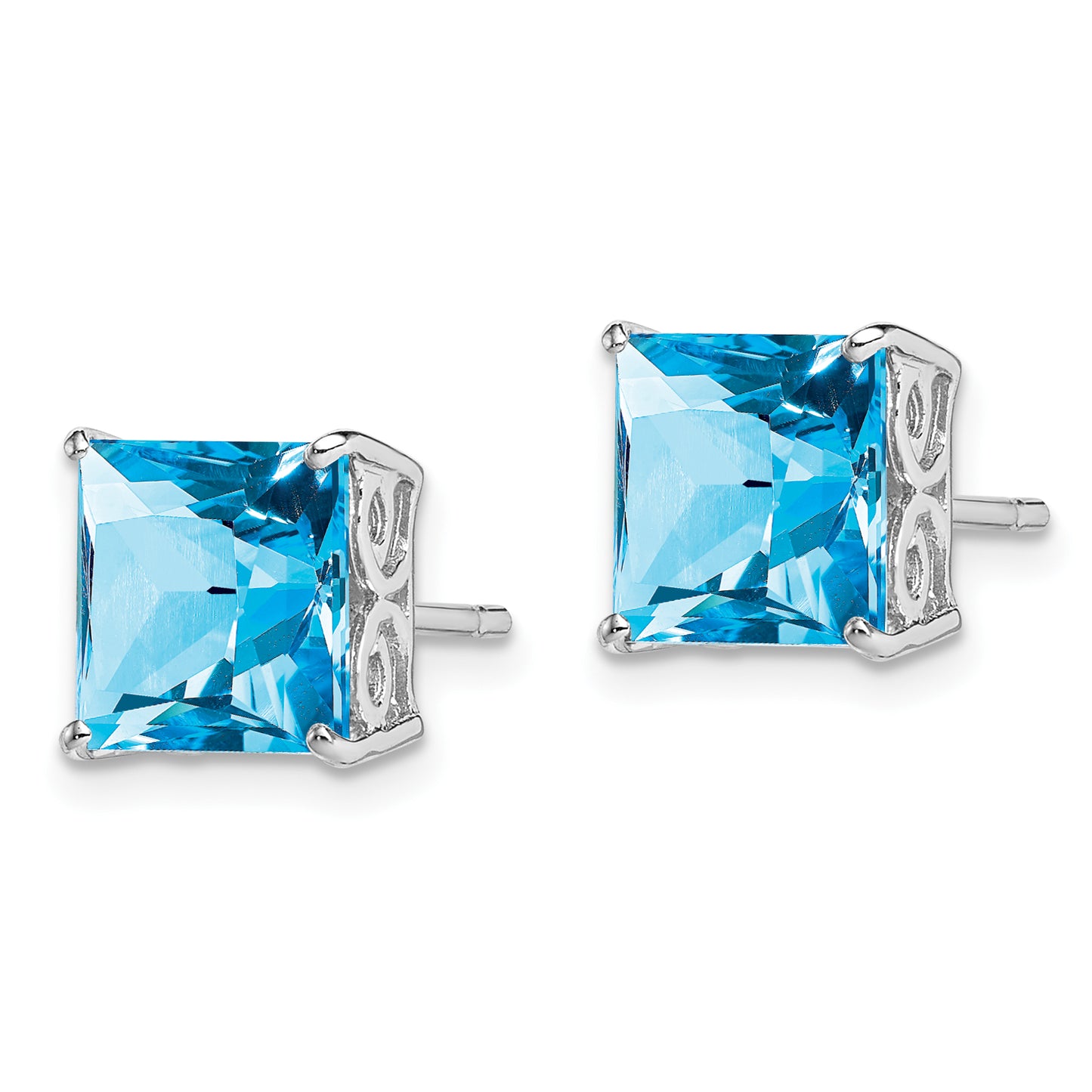 Sterling Silver Rhodium-Plated Blue Topaz Earrings