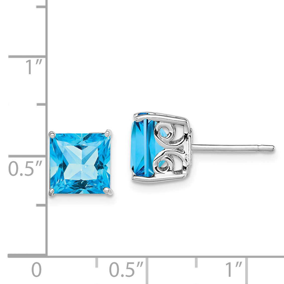 Sterling Silver Rhodium-Plated Blue Topaz Earrings