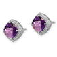 Sterling Silver Rhodium-Plated Amethyst And Diamond Earrings