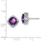 Sterling Silver Rhodium-Plated Amethyst And Diamond Earrings