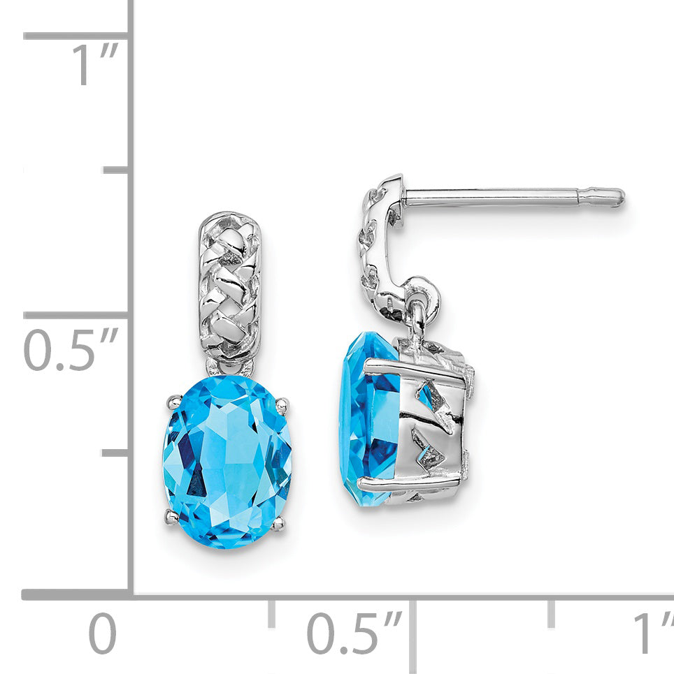 Sterling Silver Rhodium-Plated Blue Topaz Earrings