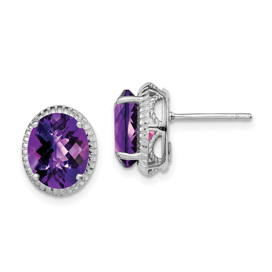 Sterling Silver Rhodium-Plated Amethyst Earrings