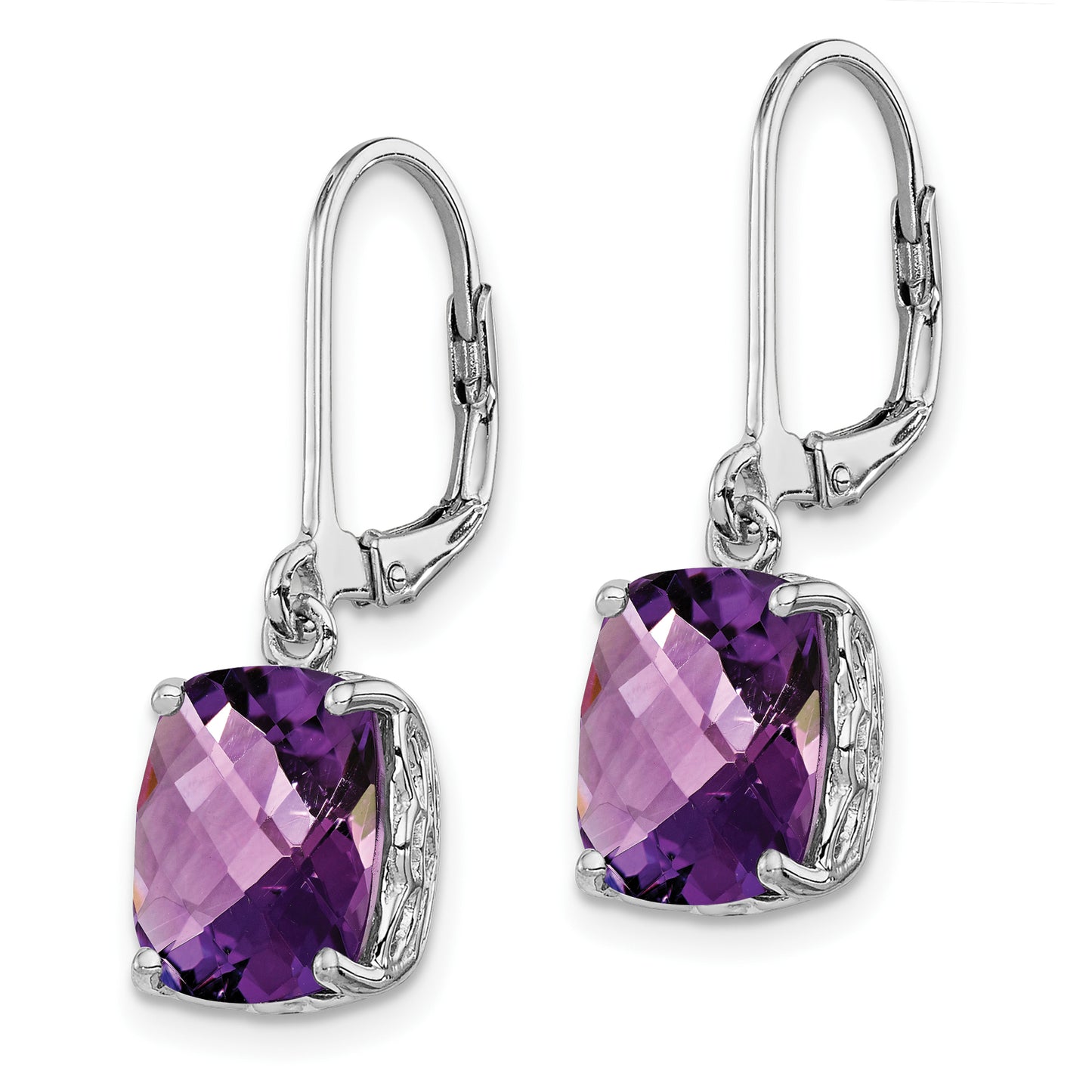 Sterling Silver Rhodium-Plated Amethyst Earrings