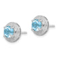 Sterling Silver Rhodium Plated Diamond And Blue Topaz Post Earrings