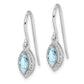 Sterling Silver Rhodium-Plated Diamond And Aquamarine Earrings