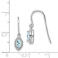 Sterling Silver Rhodium-Plated Diamond And Aquamarine Earrings