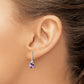 Sterling Silver Rhodium Plated Diamond And Amethyst Post Earrings