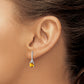 Sterling Silver Rhodium Plated Diamond And Citrine Post Earrings