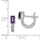 Sterling Silver Rhodium Plated Amethyst Hinged Hoop Earrings