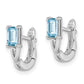 Sterling Silver Rhodium Plated Blue Topaz Hinged Hoop Earrings