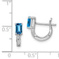 Sterling Silver Rhodium Plated Blue Topaz Hinged Hoop Earrings