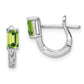 Sterling Silver Rhodium Plated Peridot Hinged Hoop Earrings