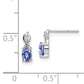 Sterling Silver Rhodium Plated Diamond & Tanzanite Oval Post Earrings