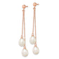 Sterling Silver Rose-Tone 7-8mm White Teardrop Fwc Pearl Dangle Earrings