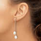 Sterling Silver Rose-Tone 7-8mm White Teardrop Fwc Pearl Dangle Earrings