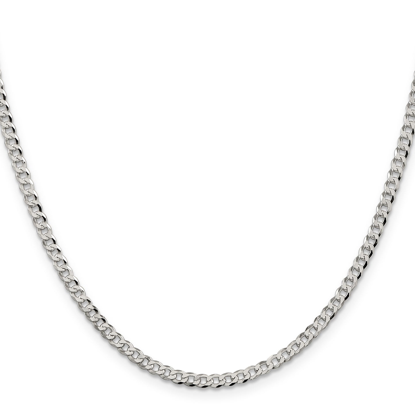 28 Inch Sterling Silver 3.2mm Beveled Curb Chain