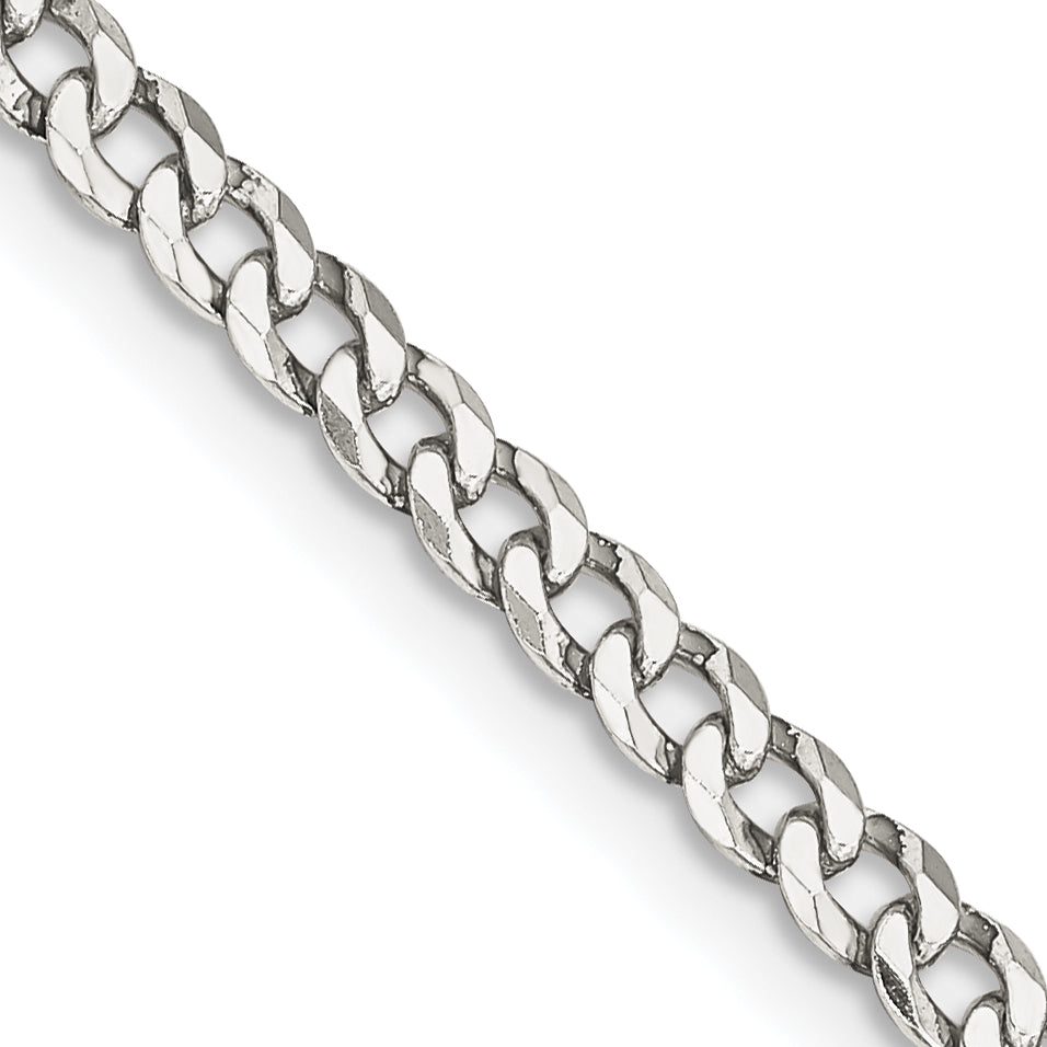 24 Inch Sterling Silver 3.2mm Beveled Curb Chain