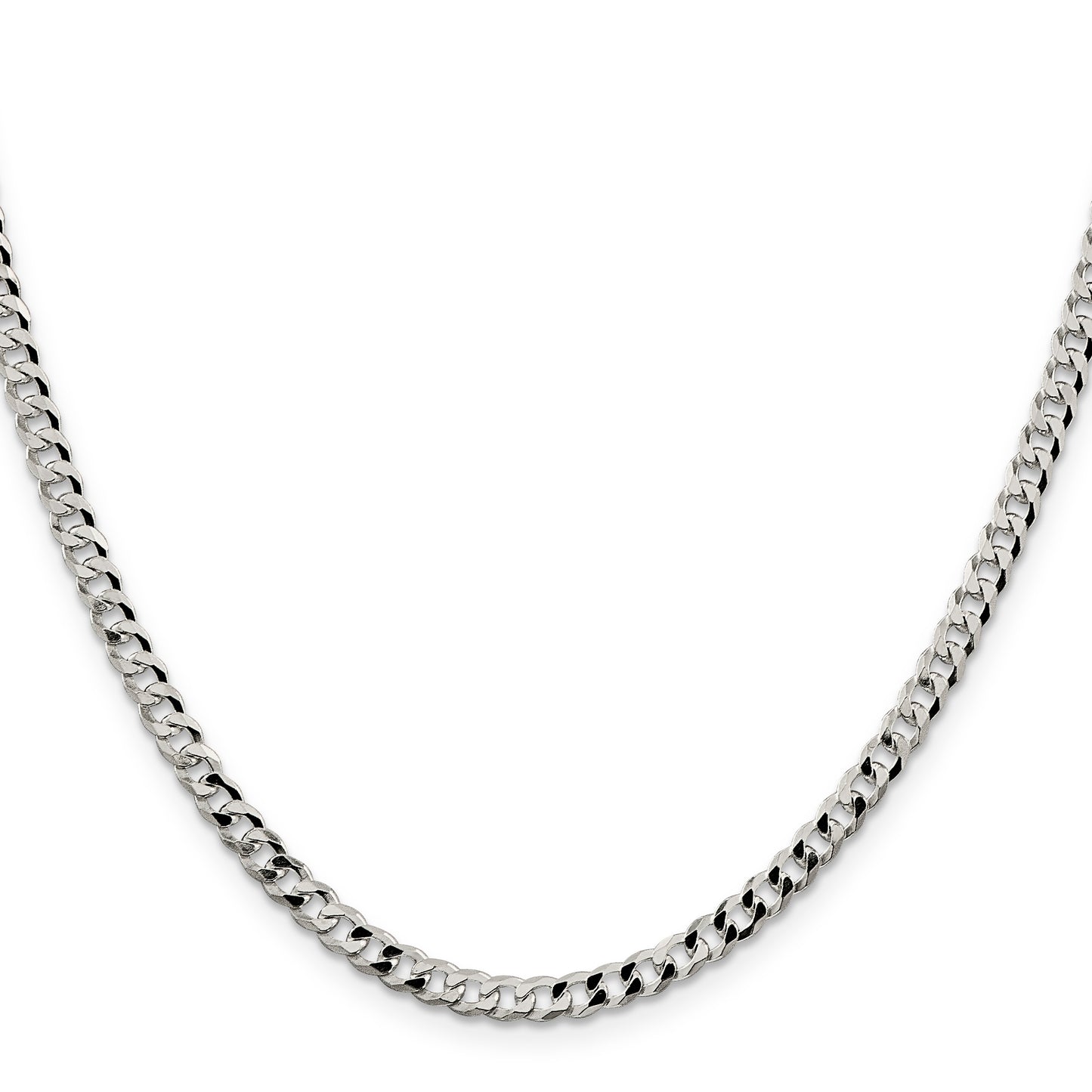 20 Inch Sterling Silver 4mm Beveled Curb Chain