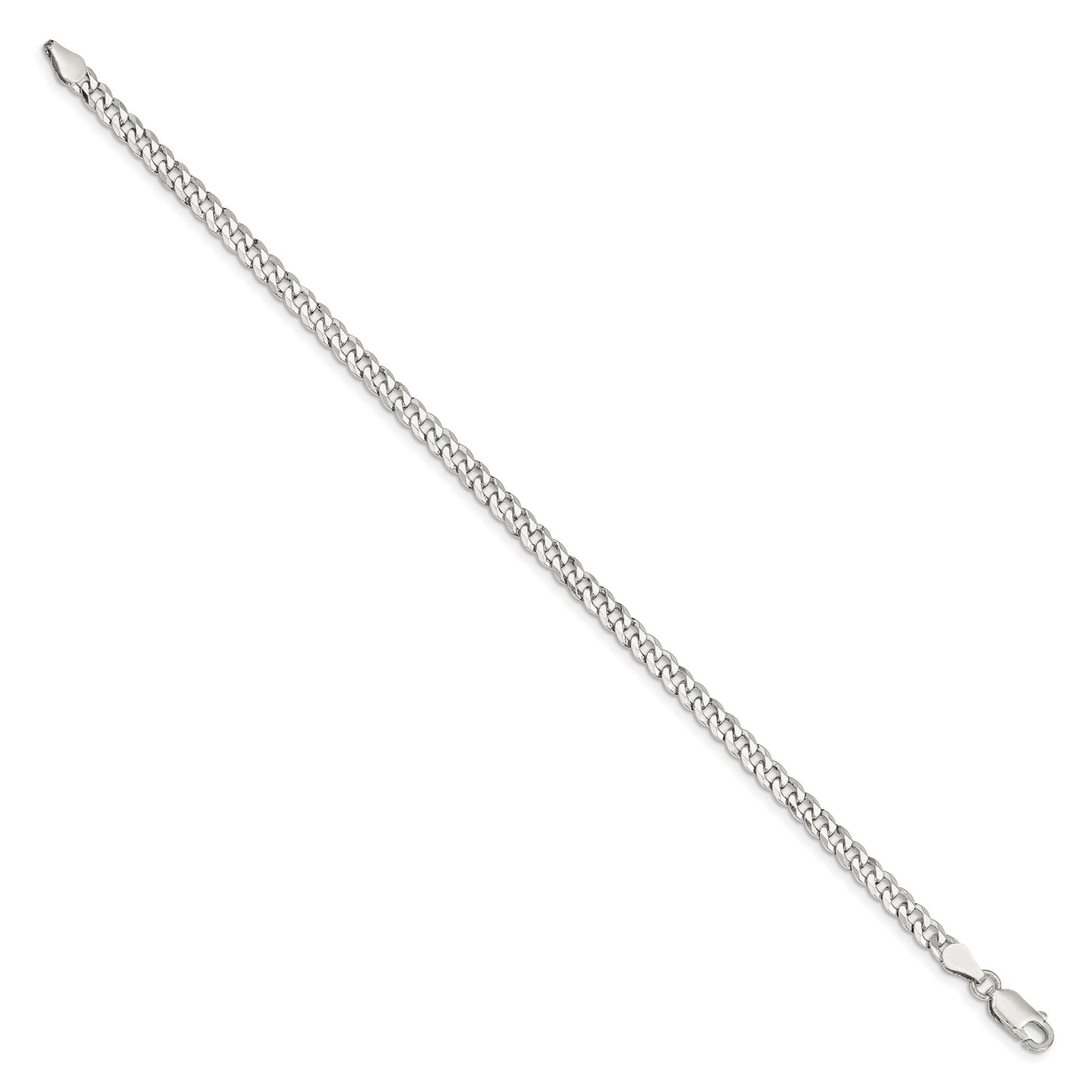 7 Inch Sterling Silver 4mm Beveled Curb Chain