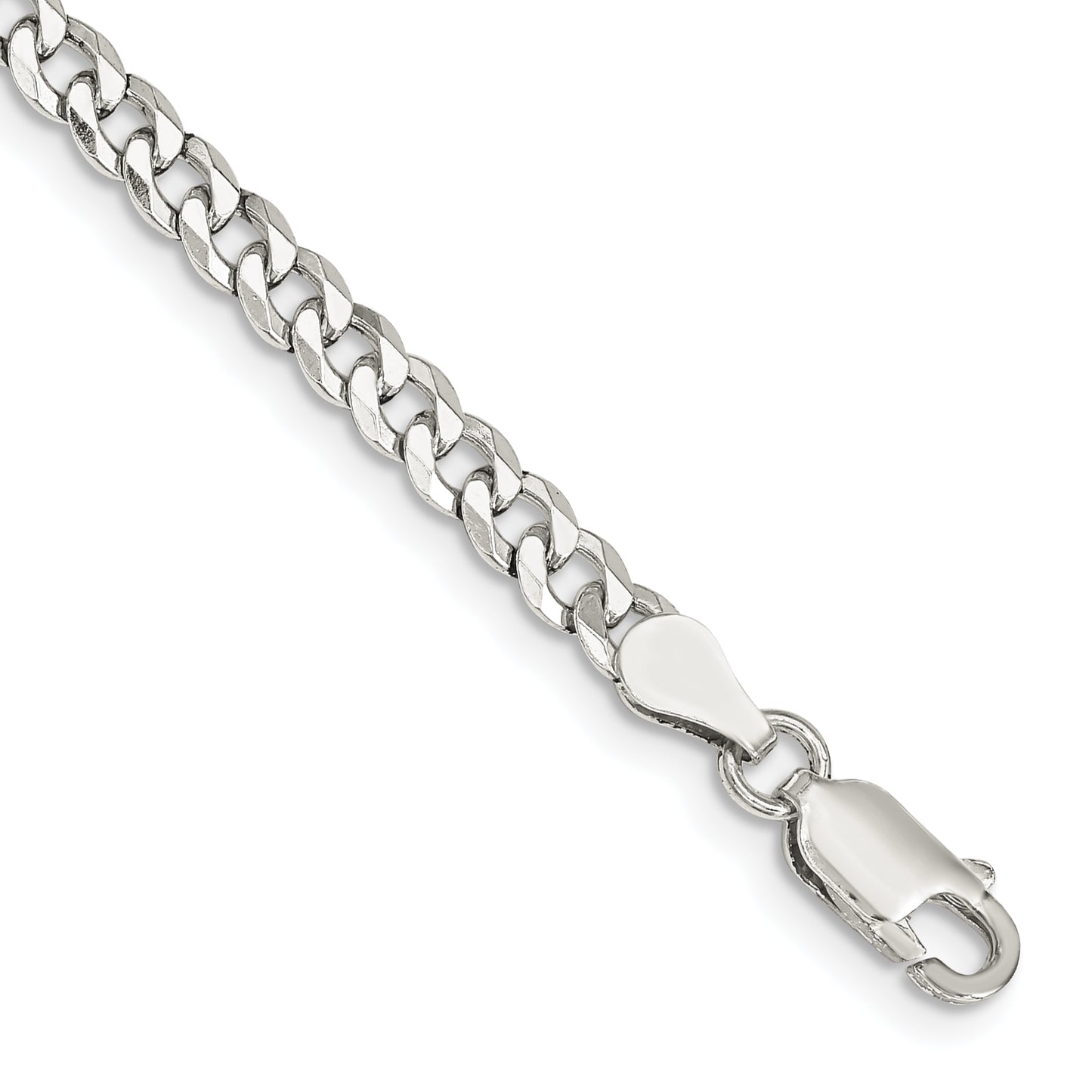 7 Inch Sterling Silver 4mm Beveled Curb Chain