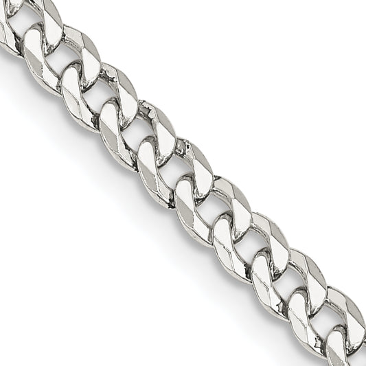 16 Inch Sterling Silver 4mm Beveled Curb Chain