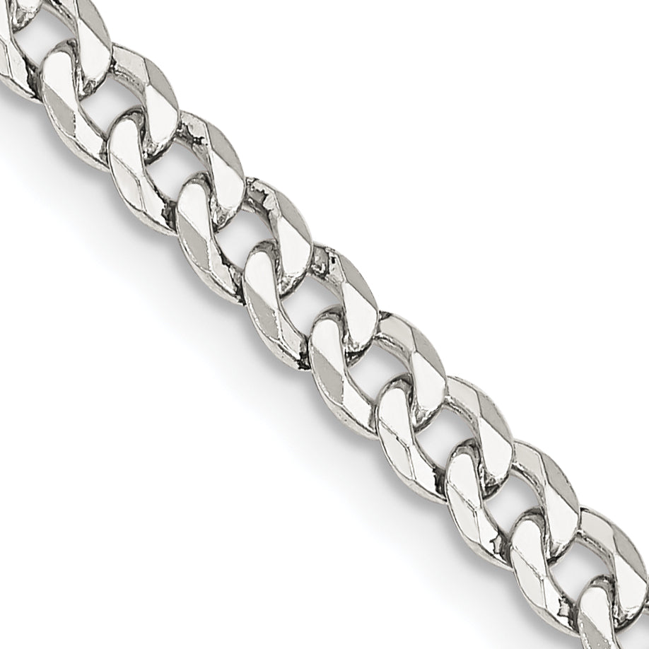 18 Inch Sterling Silver 4mm Beveled Curb Chain