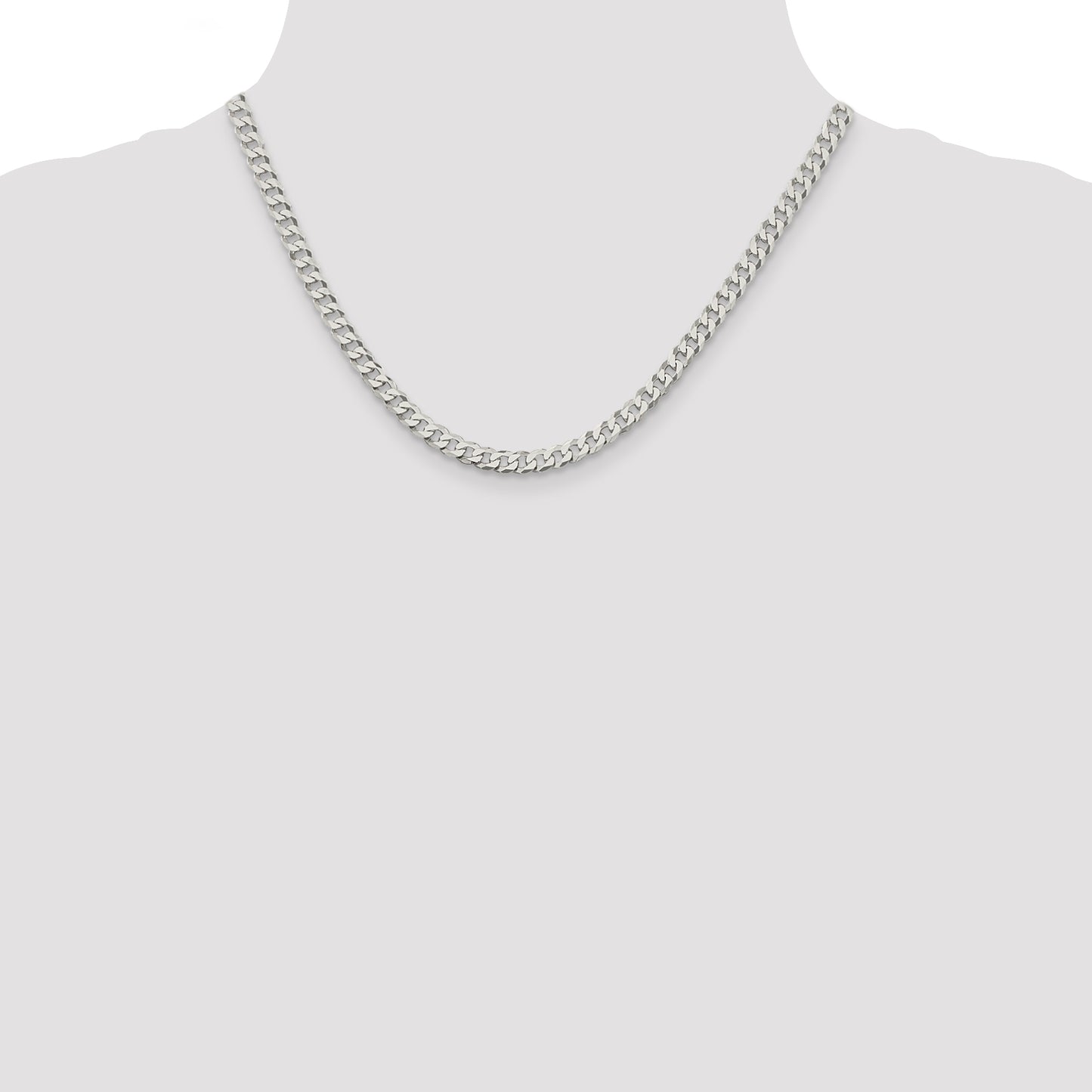 18 Inch Sterling Silver 5mm Beveled Curb Chain