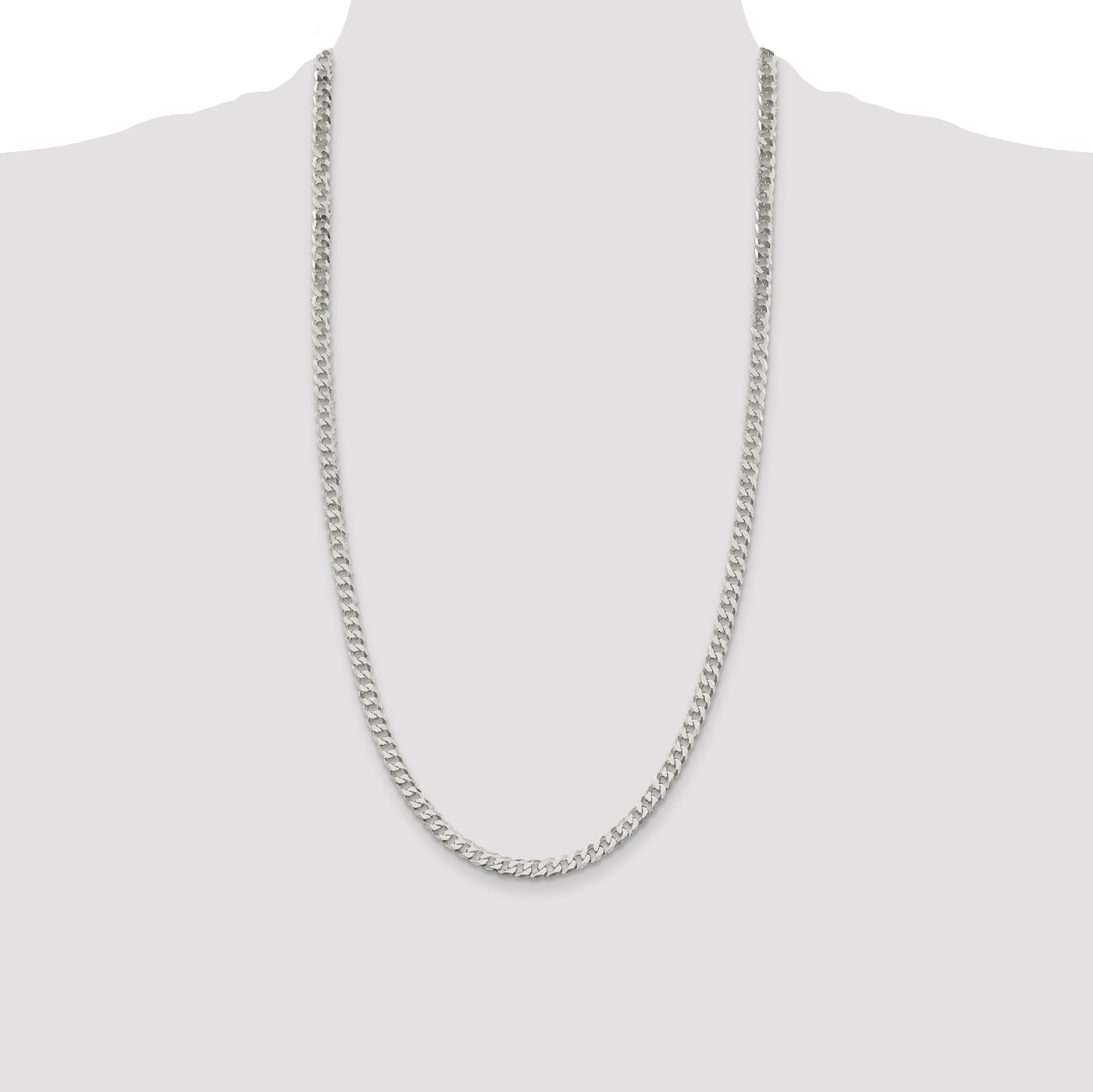 28 Inch Sterling Silver 5mm Beveled Curb Chain