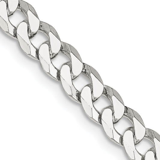 16 Inch Sterling Silver 6mm Beveled Curb Chain