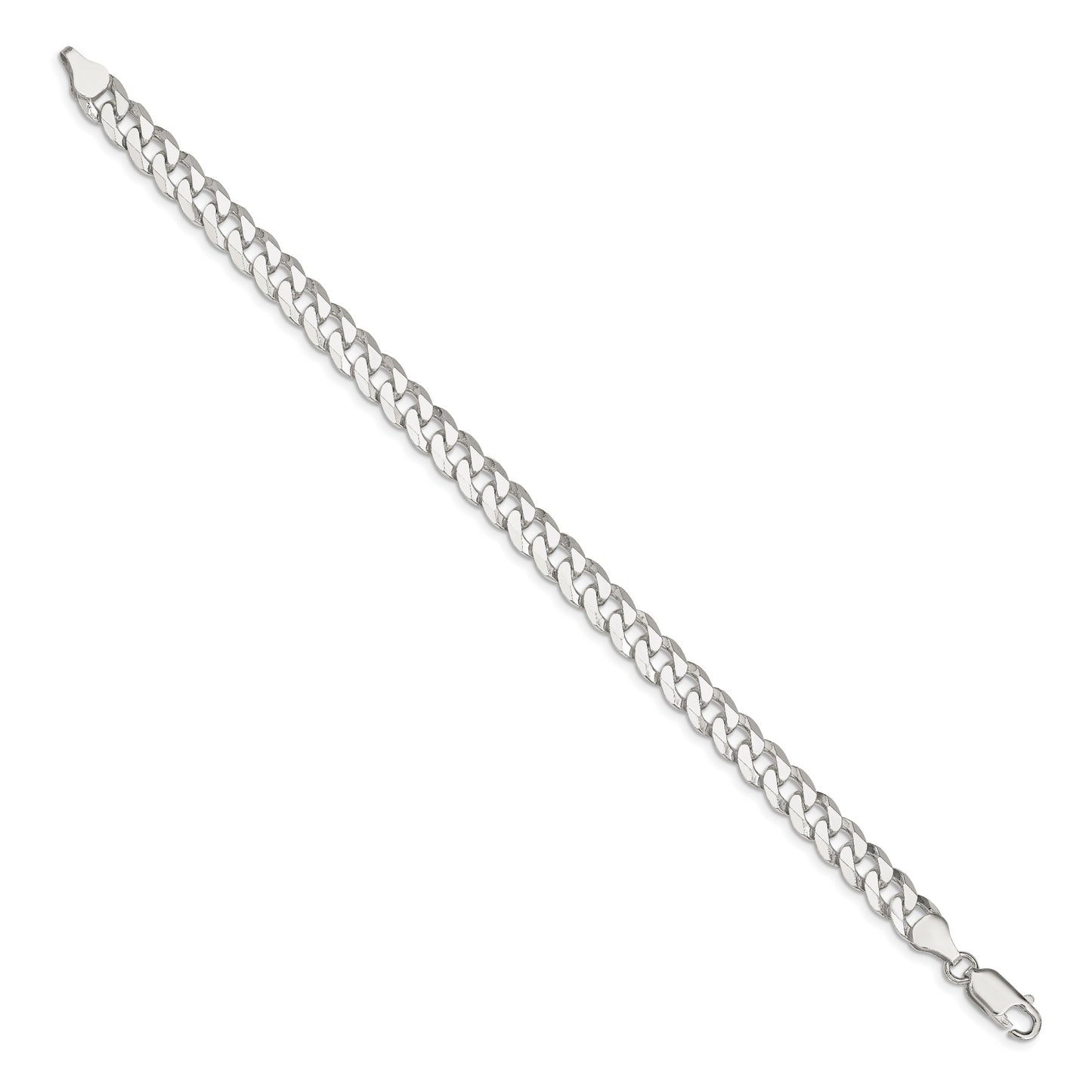 9 Inch Sterling Silver 7mm Beveled Curb Chain