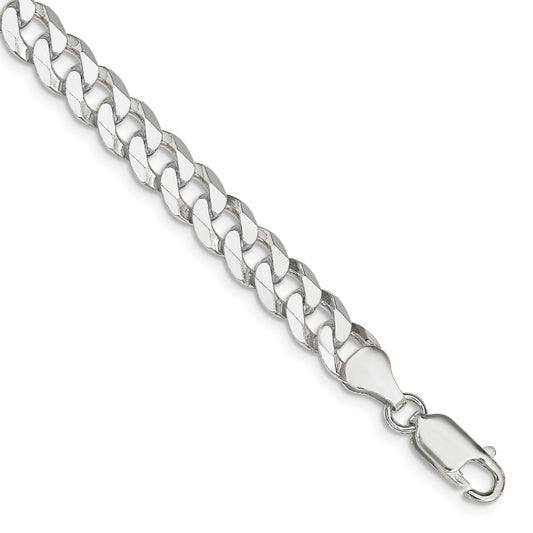 8 Inch Sterling Silver 7mm Beveled Curb Chain