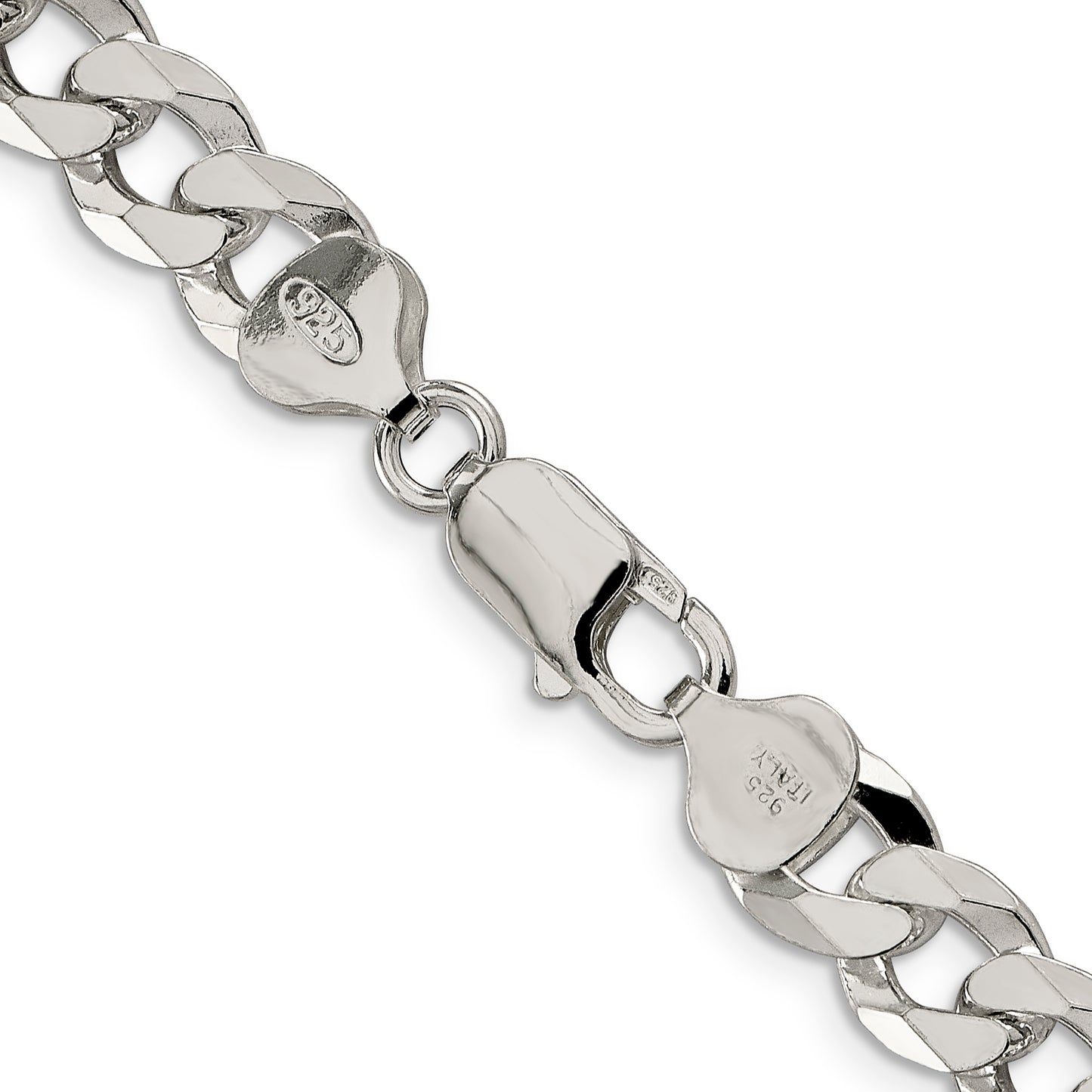 18 Inch Sterling Silver 8.5mm Beveled Curb Chain