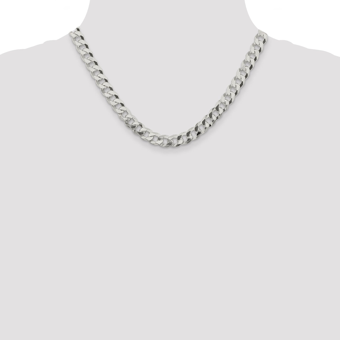 18 Inch Sterling Silver 8.5mm Beveled Curb Chain