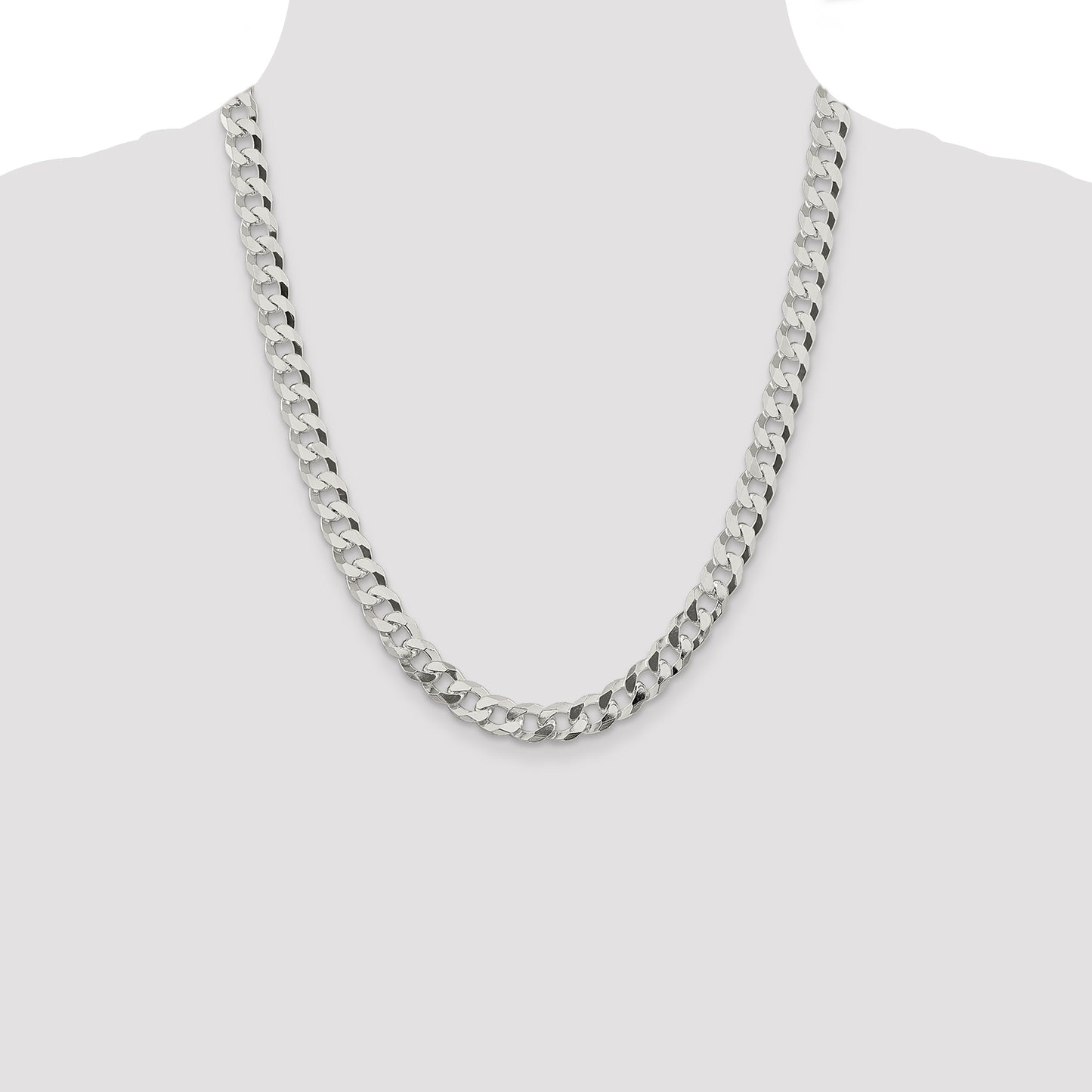 22 Inch Sterling Silver 8.5mm Beveled Curb Chain