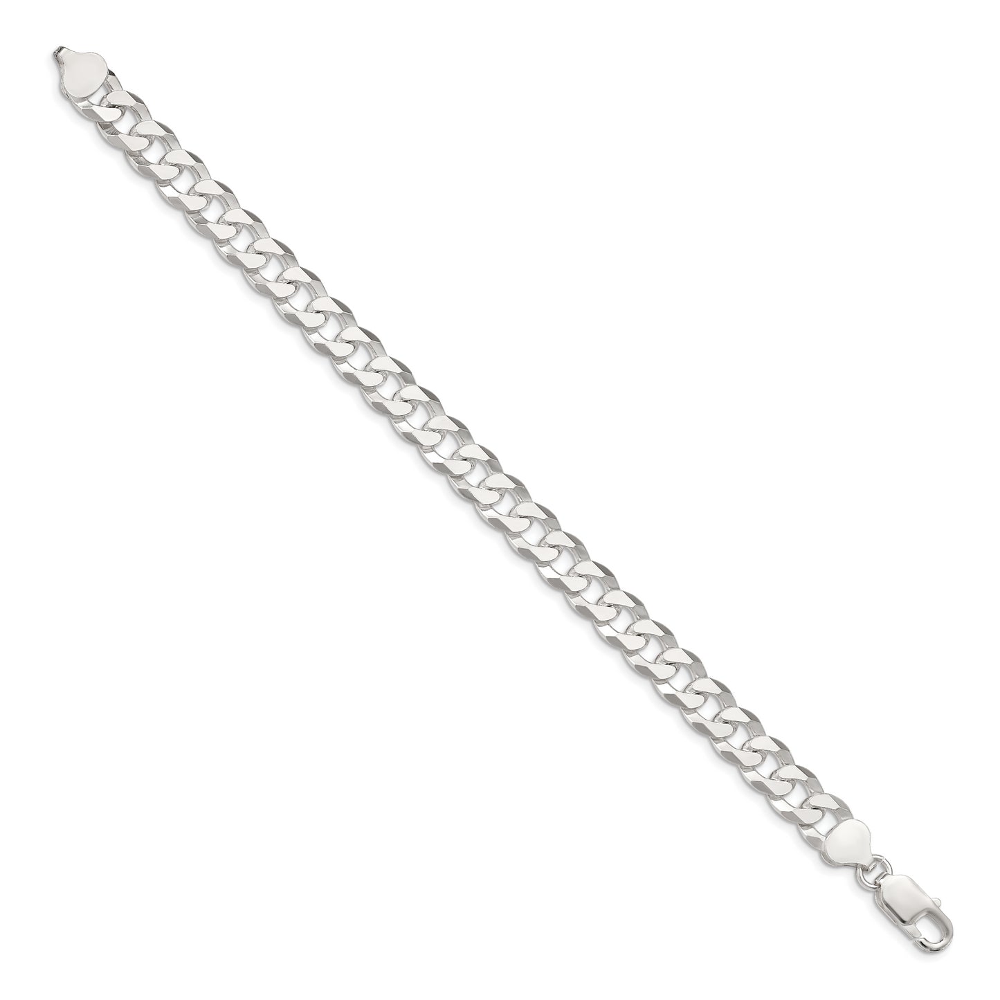 7 Inch Sterling Silver 8.5mm Beveled Curb Chain