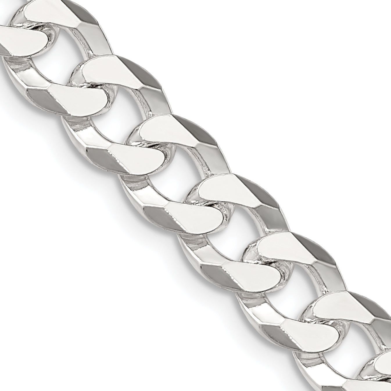 18 Inch Sterling Silver 8.5mm Beveled Curb Chain