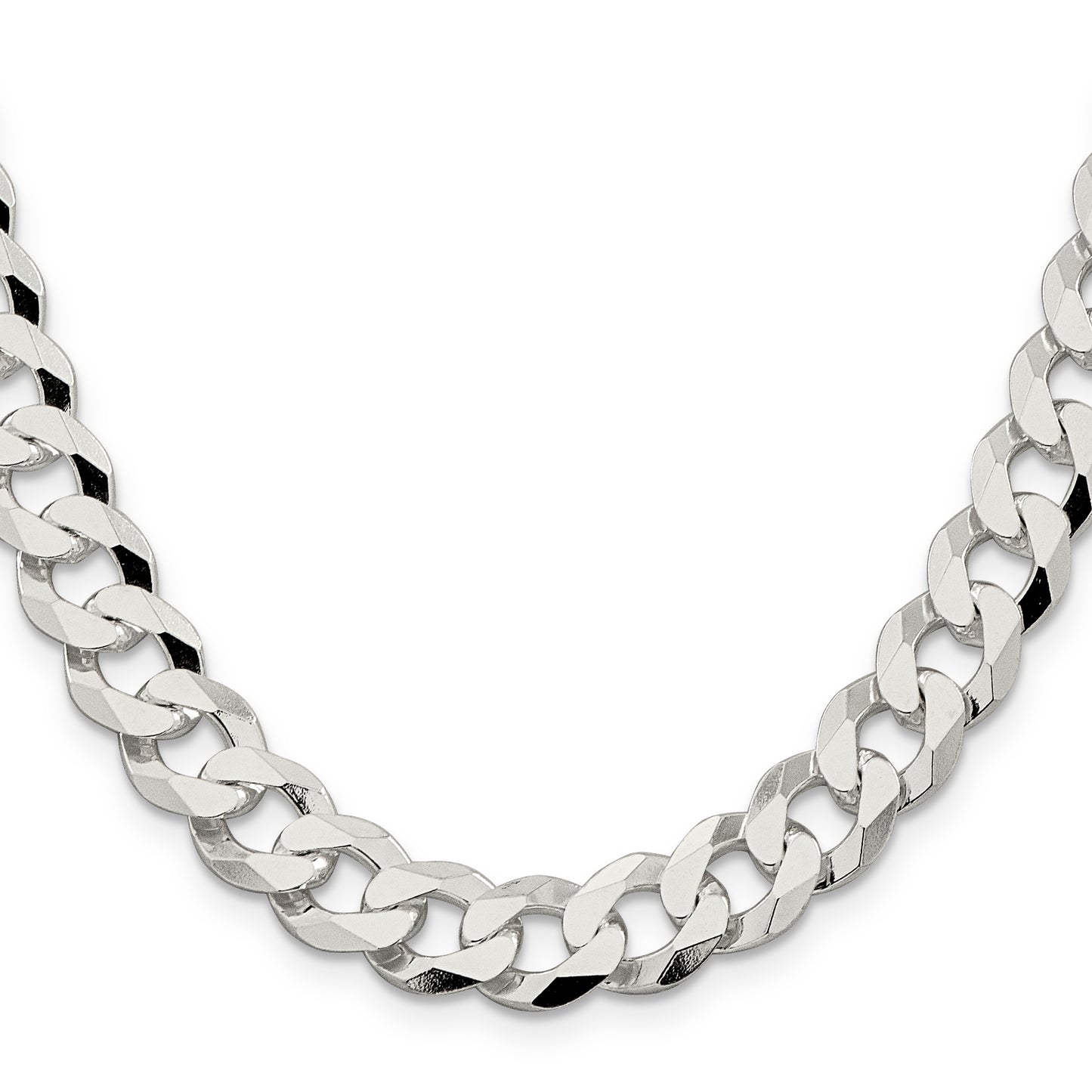 20 Inch Sterling Silver 10.6mm Beveled Curb Chain